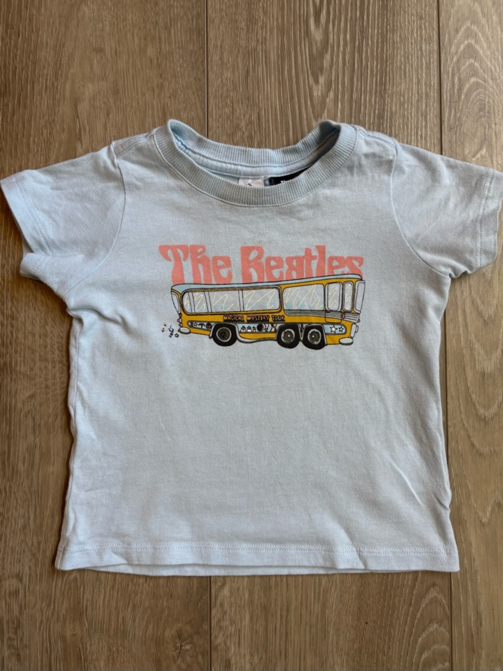 The Beatles Kids Tee - Light Blue with Yellow Bus Graphic